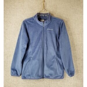 Columbia Faux Fur Jacket Girl's XL 18/20 Low Pile Full Zip Comfy Periwinkle Blue